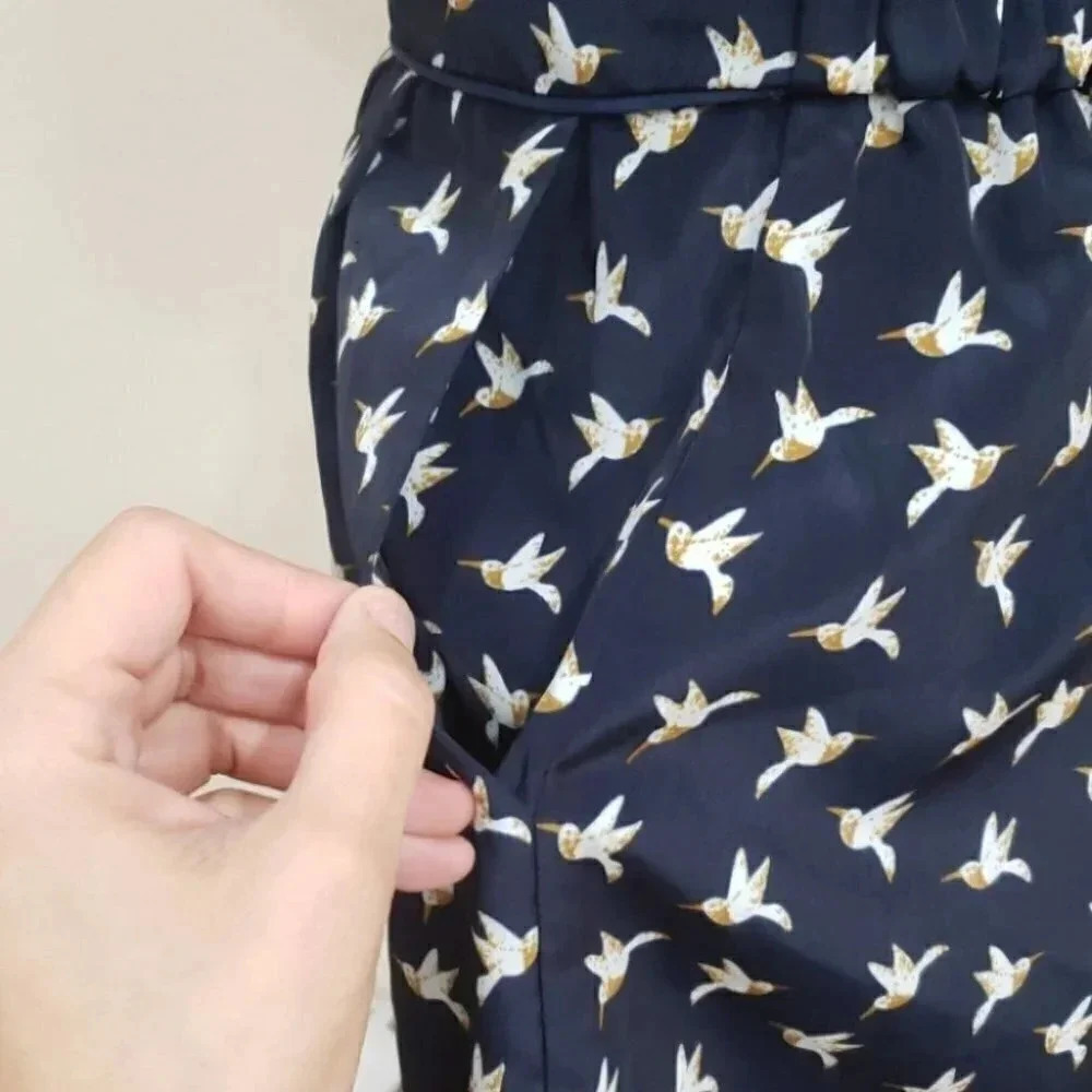 Aijek Bird Print Open Back Romper - image 6